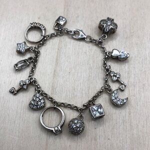 Sterling silver 925  13 sparkling CZ charms bracelet-love gift for her loved one